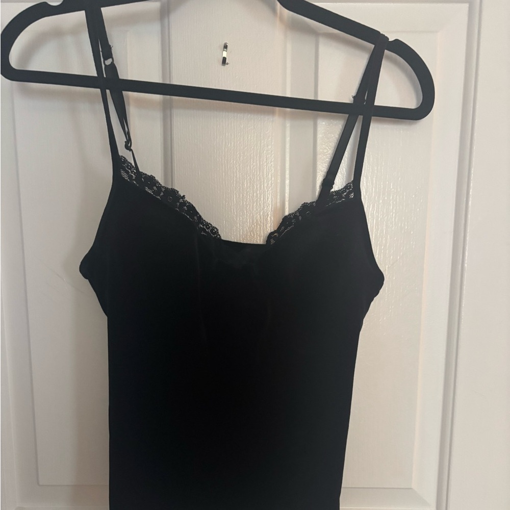 Black Lace Trim Camisole Tank Top - Women